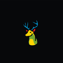 Fototapeta premium Original vector illustration. A deer icon with big horns.
