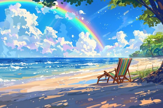 a rainbow over a beach