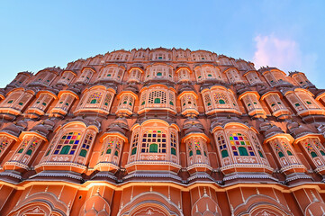 Evening View of Hawa Mahal or the Palace of the Wind in Jaipur, Rajasthan, India