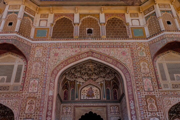 Amber Amer fort palace and Nahargarh Fort in Jaipur, India 