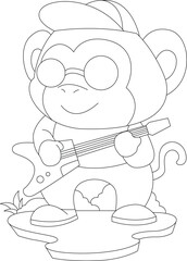Monkey Musician Guitar Music Animal Vector Graphic Art Illustration