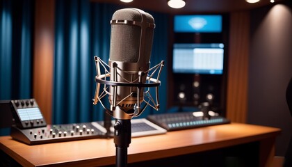 Microphone in a studio room