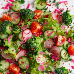 fresh vegetable salad background close up.