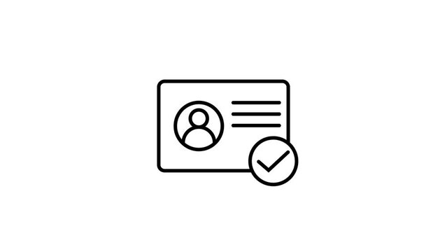 Animated id linear icon. Personal data verification. Identification. Access approved.