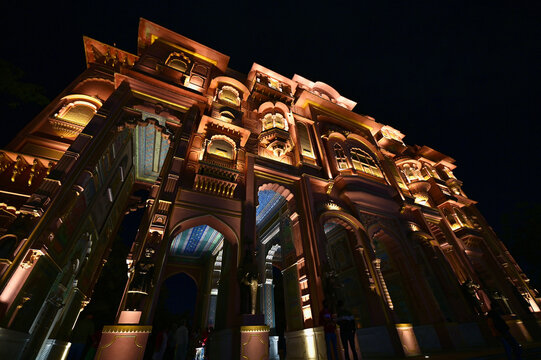 View of Patrika Gate at Night in Jaipur City, Rajasthan, India