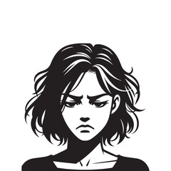 Worried Silhouette of Frowning Person - Frowning Illustration - Frowning Expression Vector
