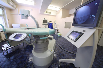 Installing lithotripter with a desk and a remote control in a cabinet in hospital