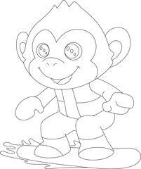 Monkey Snowboard Winter sports Animal Vector Graphic Art Illustration
