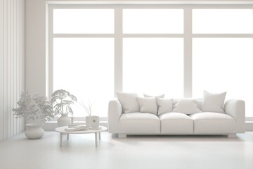 Fototapeta premium Grey interior design concept with furniture. 3D illustration