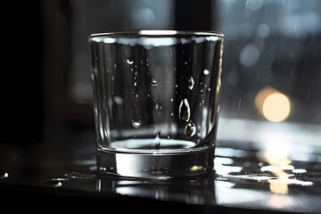 glass of water on a black background