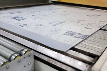  Machine works with offset sample for print in Polygraphic complex Pushkinskaya Square