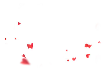 Floating red paper heart isolated on on a transparent background png. Background concept for love greetings on valentines day and mothers day. Space for text	