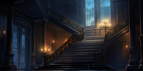 As i ascended the dark stairs, the glowing windows beckoned me upwards, a warm handrail guiding my...