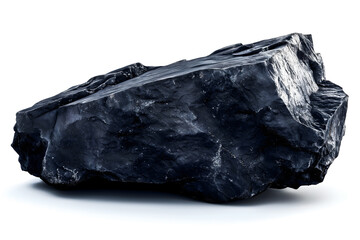 A Striking Isolated Image of a Large Black Obsidian Rock on White Background