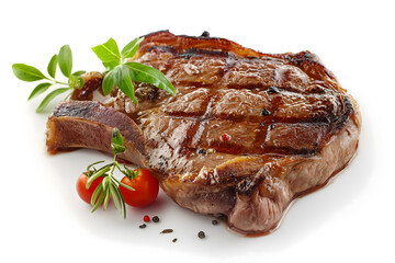 Juicy Grilled Steak Served with Fresh Herbs and Vegetables