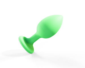 Anal plugs. Toys for adults. Different glowing colors on a dark background. Sex shop, intimate entertainment concept. 3D render
