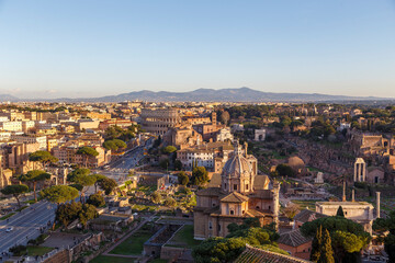roof tops of Rome on dawn light