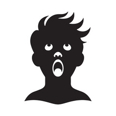 Silhouette of Surprised Person: Brows Raised in Bewilderment - Surprised Illustration - Surprised Expression Vector
