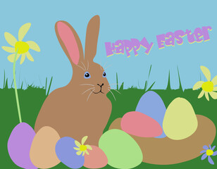 easter bunny with easter eggs