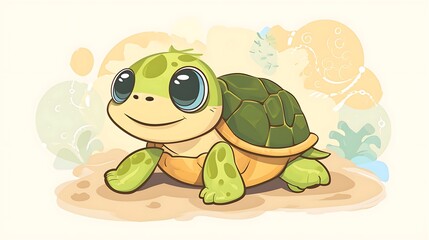 serene green: the tranquil beauty of a hand-drawn turtle