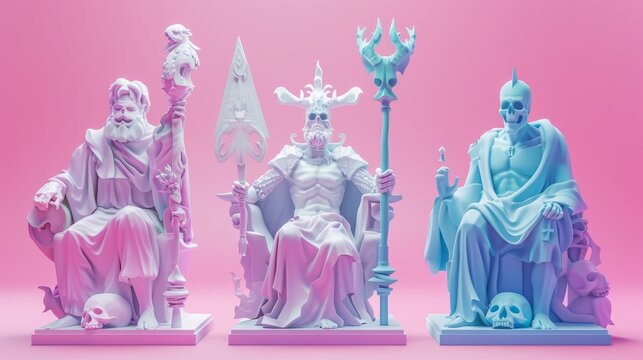 3D flat Hades pastel underworld solemn ruler