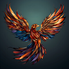 Obraz premium celestial flight - a mosaic bird in vibrant hues