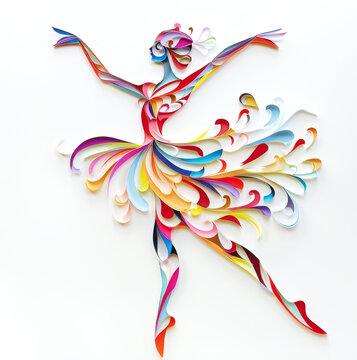 Papercut ballet dancer colorful graceful performance