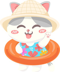 cartoon animal in songkran and summer elements