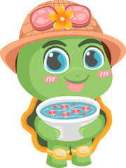 Naklejka premium cartoon animal in songkran and summer elements
