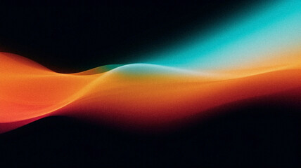 Obraz premium Abstract flowing light pattern, Red Cyan Yellow Orange on dark background, Wallpaper, desktop background, Poster