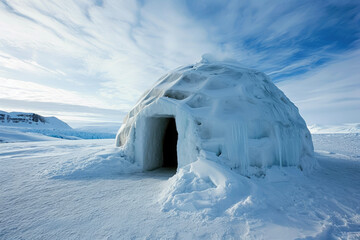 A igloo with a dome and a door