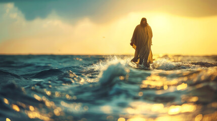 Fototapeta premium Biblical Miracle of Walking on Water