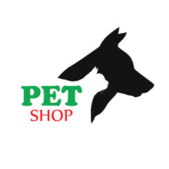 Pet shop logo design with dog and cat Design.