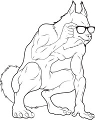 Werewolf Halloween Sunglasses Animal Vector Graphic Art Illustration