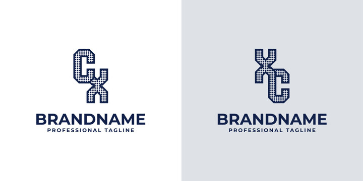 Letters CX and XC Dot Monogram Logo, Suitable for business with CX or XC initials
