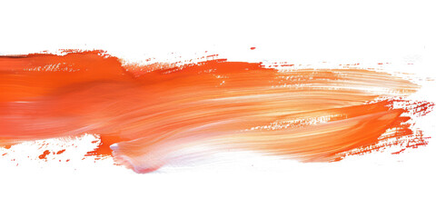 Orange ink brush stroke, Orange brush splashes isolated on transparent png.	