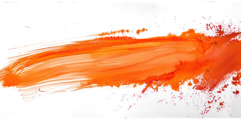 Orange ink brush stroke, Orange brush splashes isolated on transparent png.	