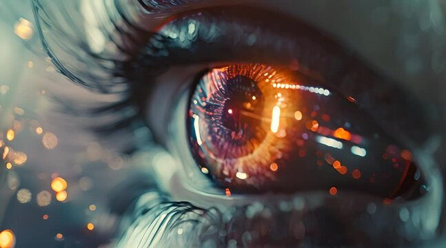 human eye with digital virtual hologram elements and virtual display