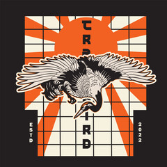 Crane bird isolated vector illustration.	
