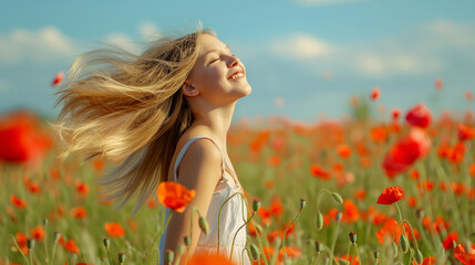 Portrait of a russian girl, 12 years old with blond hair