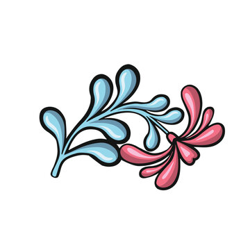 Ethnic pink flower, hand drawn vector illustration