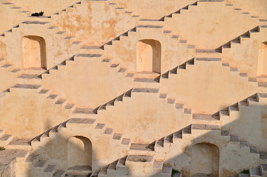 Symmetrical Patterns of Panna Meena Ka Kund Stepwell in Jaipur, Rajasthan