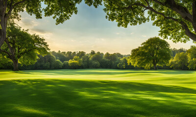 Wide lawn with meticulous green trims