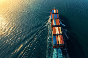 Large Container Ship in the Middle of the Ocean