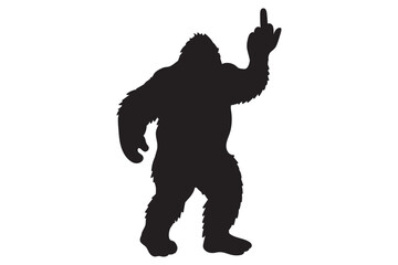 Bigfoot, Yeti, Silhouette, Wild Monster, Sasquatch, Bigfoot with middle finger, Stencil, Cut File, Printable