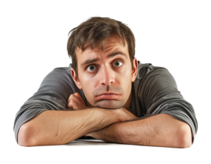 Bored Man Isolated on Transparent Background
