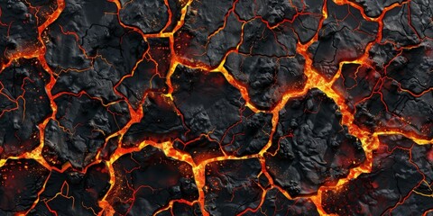 A detailed close-up view of a rough and textured lava rock, showcasing the natural patterns and colors formed by volcanic activity. - obrazy, fototapety, plakaty