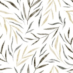 seamless watercolor pattern with leaves