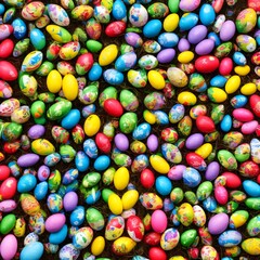 Fototapeta na wymiar Easter Eggs, Colorful Chocolate Eggs