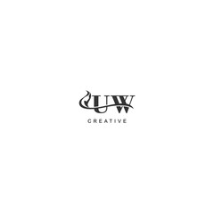 Initial UW logo beauty salon spa letter company elegant